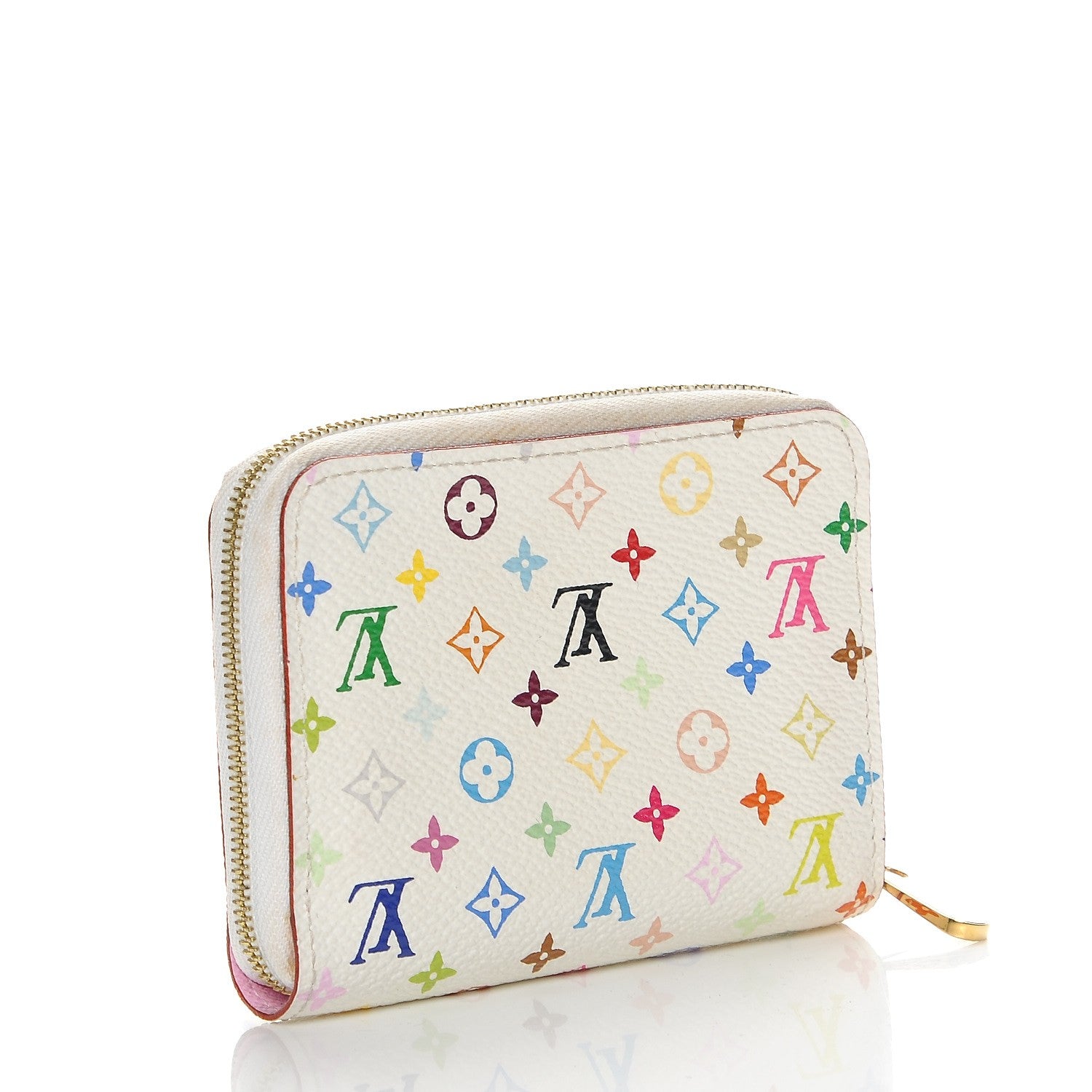 Louis Vuitton Monogram Multicolor Zippy Coin Purse Wallet White Litchi 3 of 7