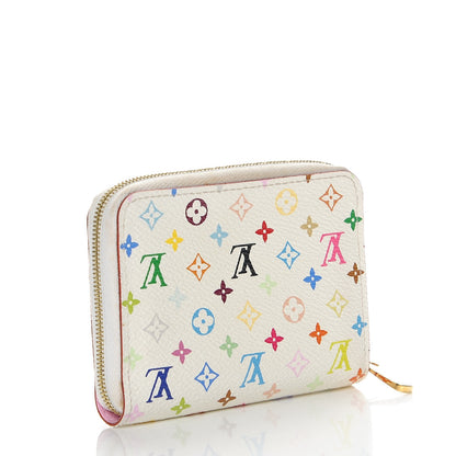 Louis Vuitton Monogram Multicolor Zippy Coin Purse Wallet White Litchi 3 of 7