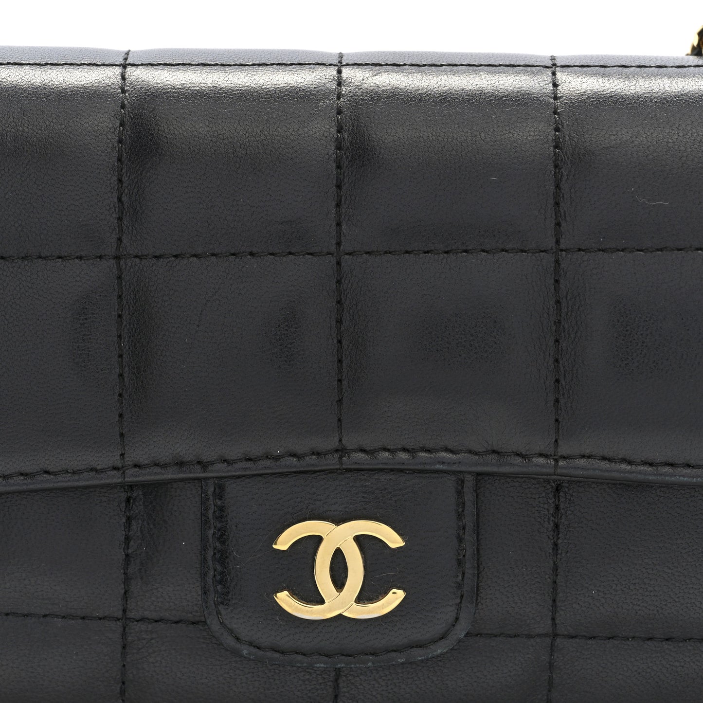 Lambskin Quilted Mini Chocolate Bar Flap Black