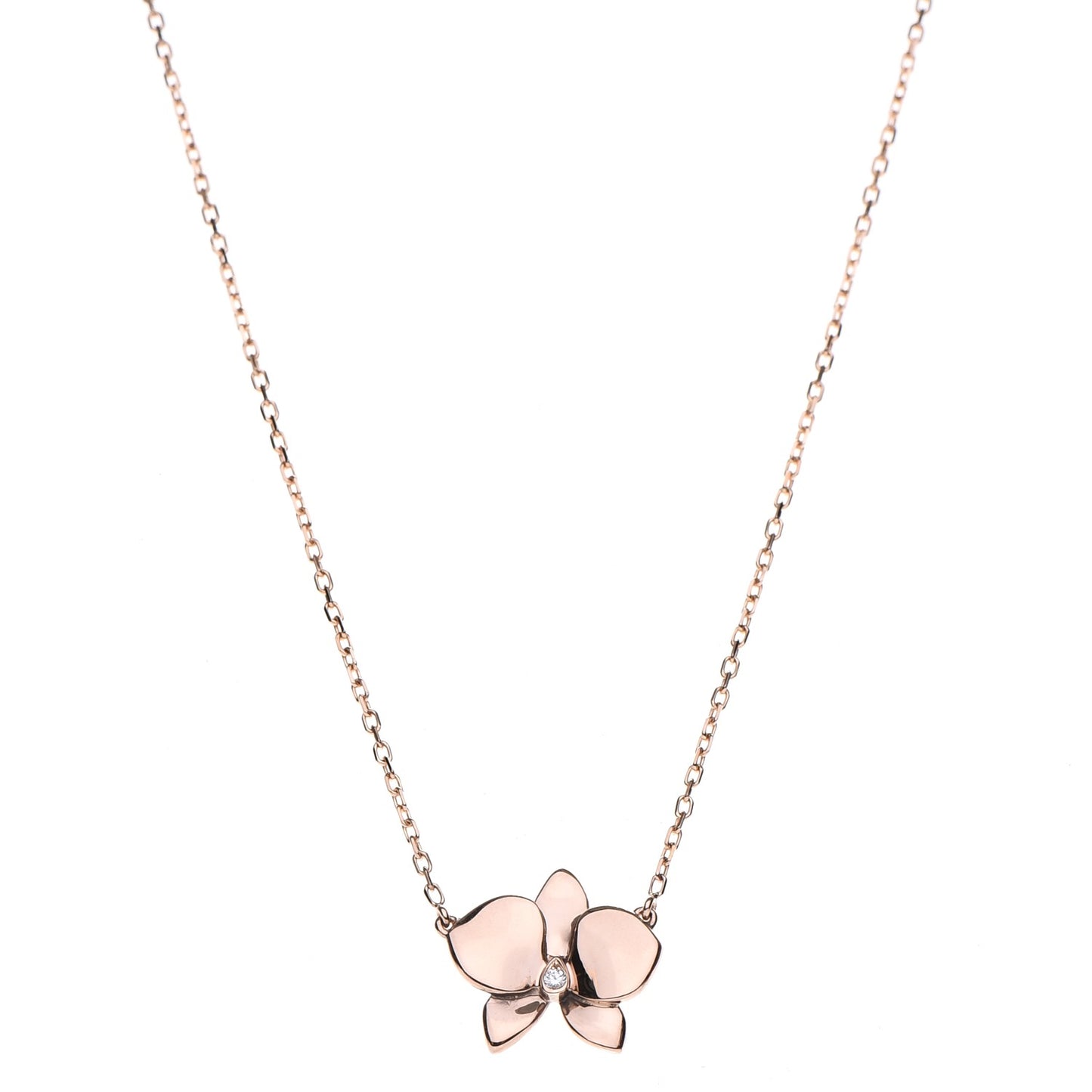 18K Pink Gold Diamond Caresse D'Orchidees Par Necklace