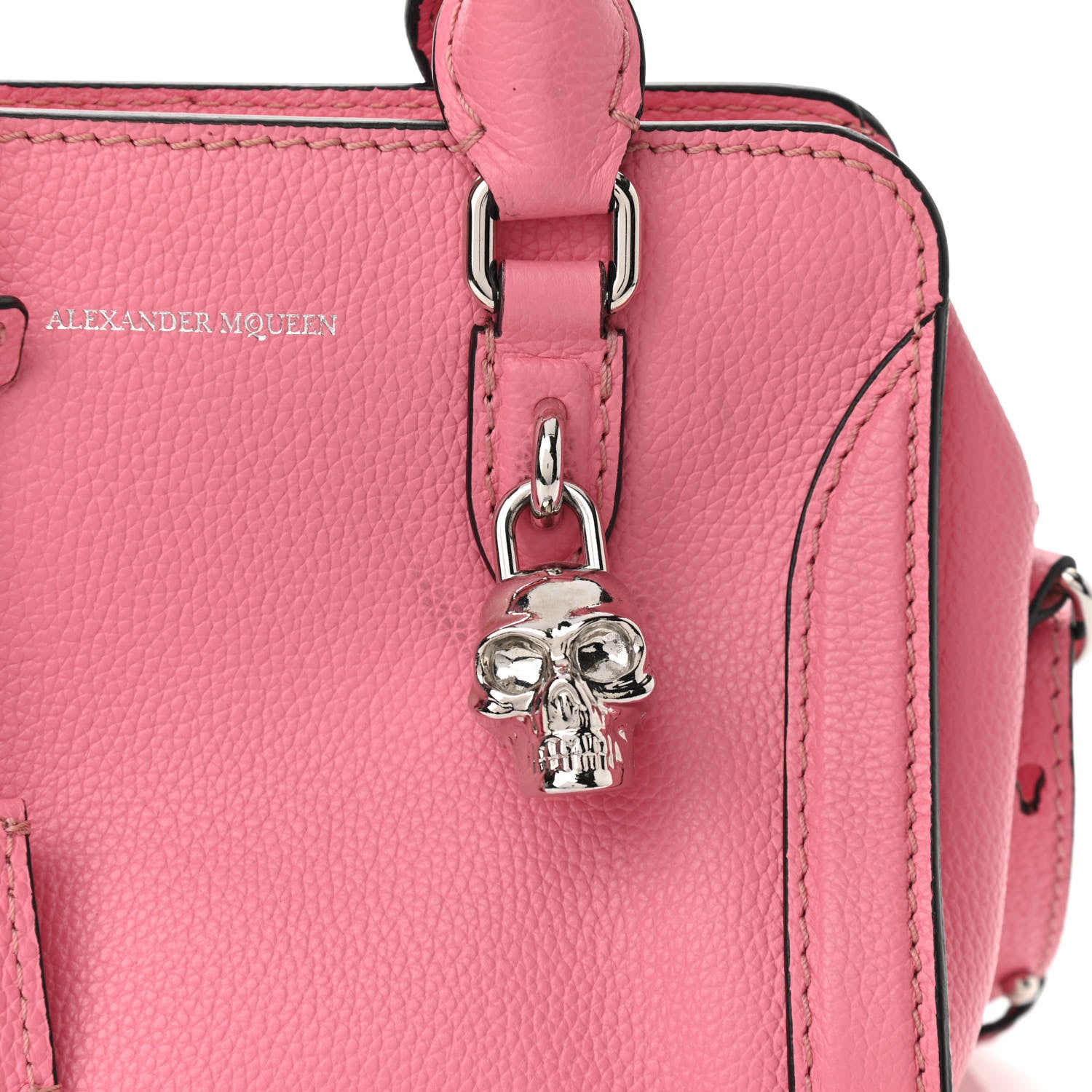 Alexander McQueen Pebbled Calfskin Mini Skull Padlock Zip Around Tote Petal 8 of 10