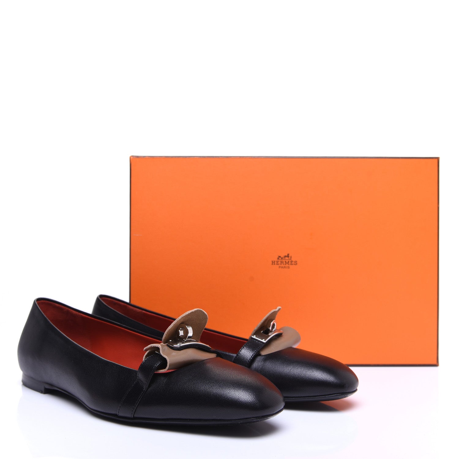 Hermes Goatskin Bilbao Ballerina Flats 37.5 Black 15 of 15