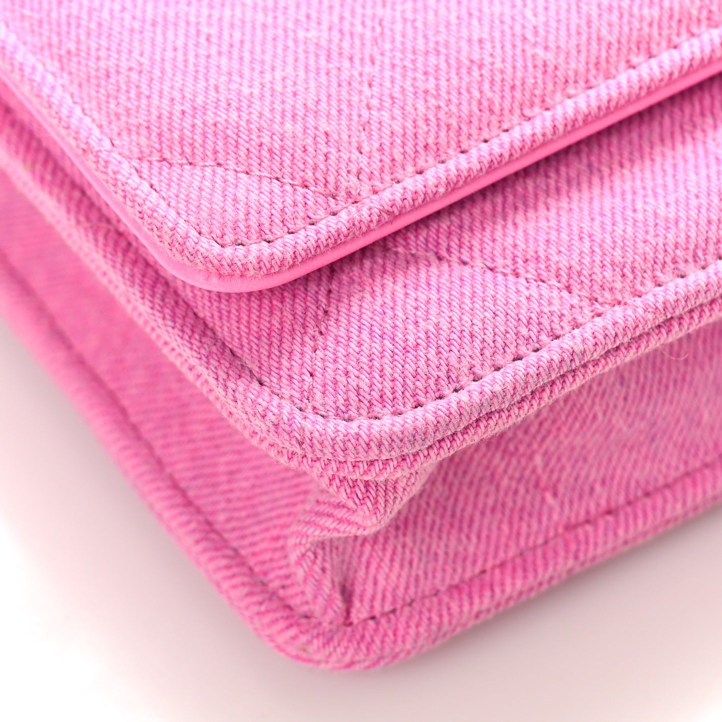 Denim Quilted Chanel 19 Wallet On Chain WOC Neon Pink