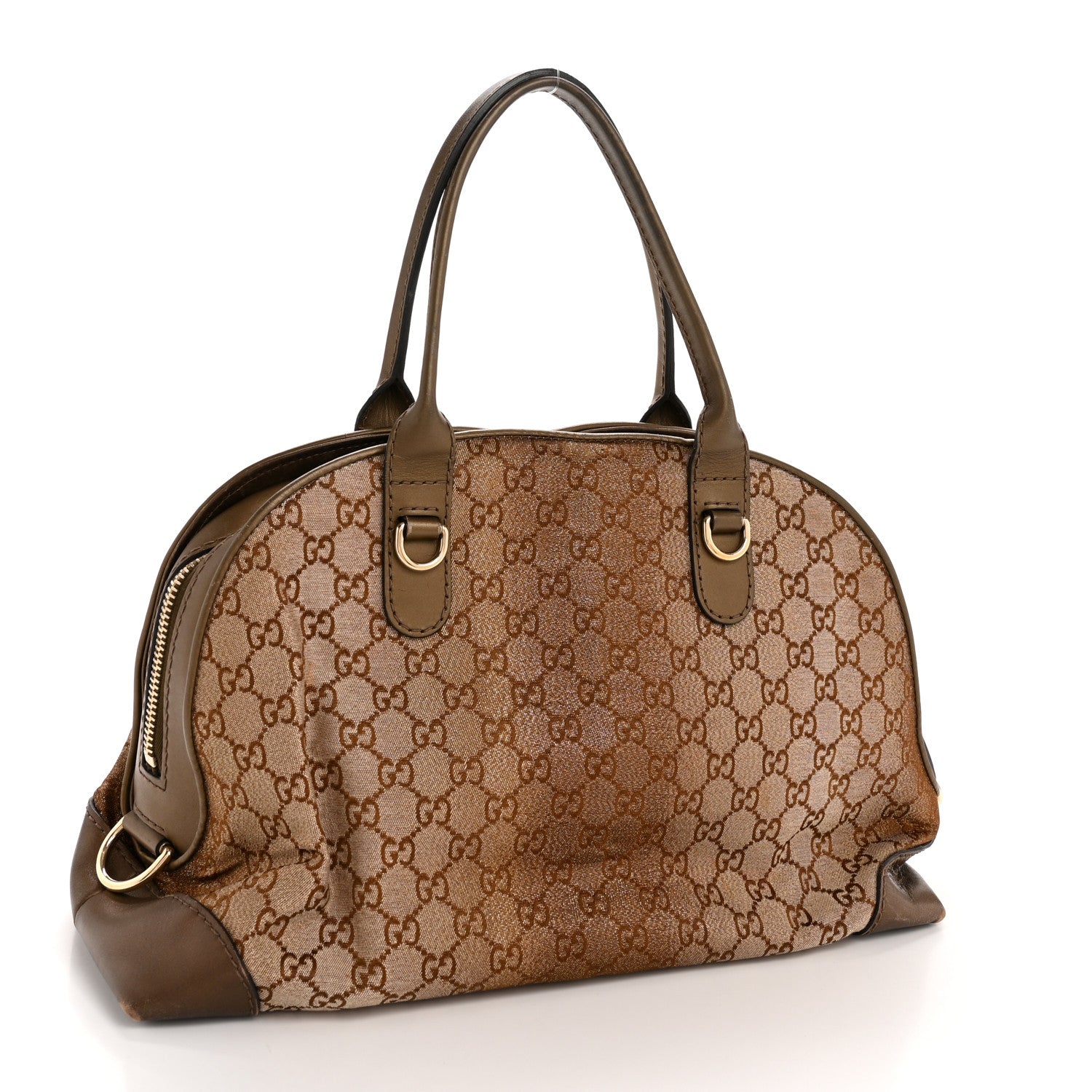Gucci Monogram Lurex Heart Bit Charm Dome Satchel Bronze 3 of 13