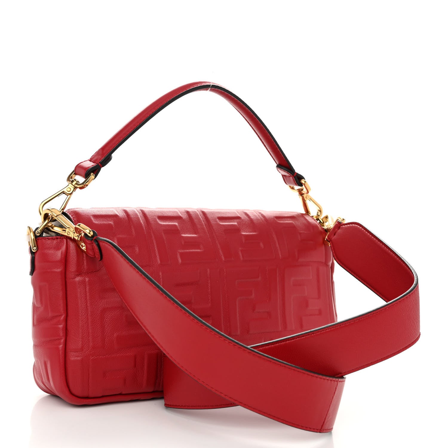Fendi Nappa FF 1974 Embossed Baguette Fragola 3 of 10