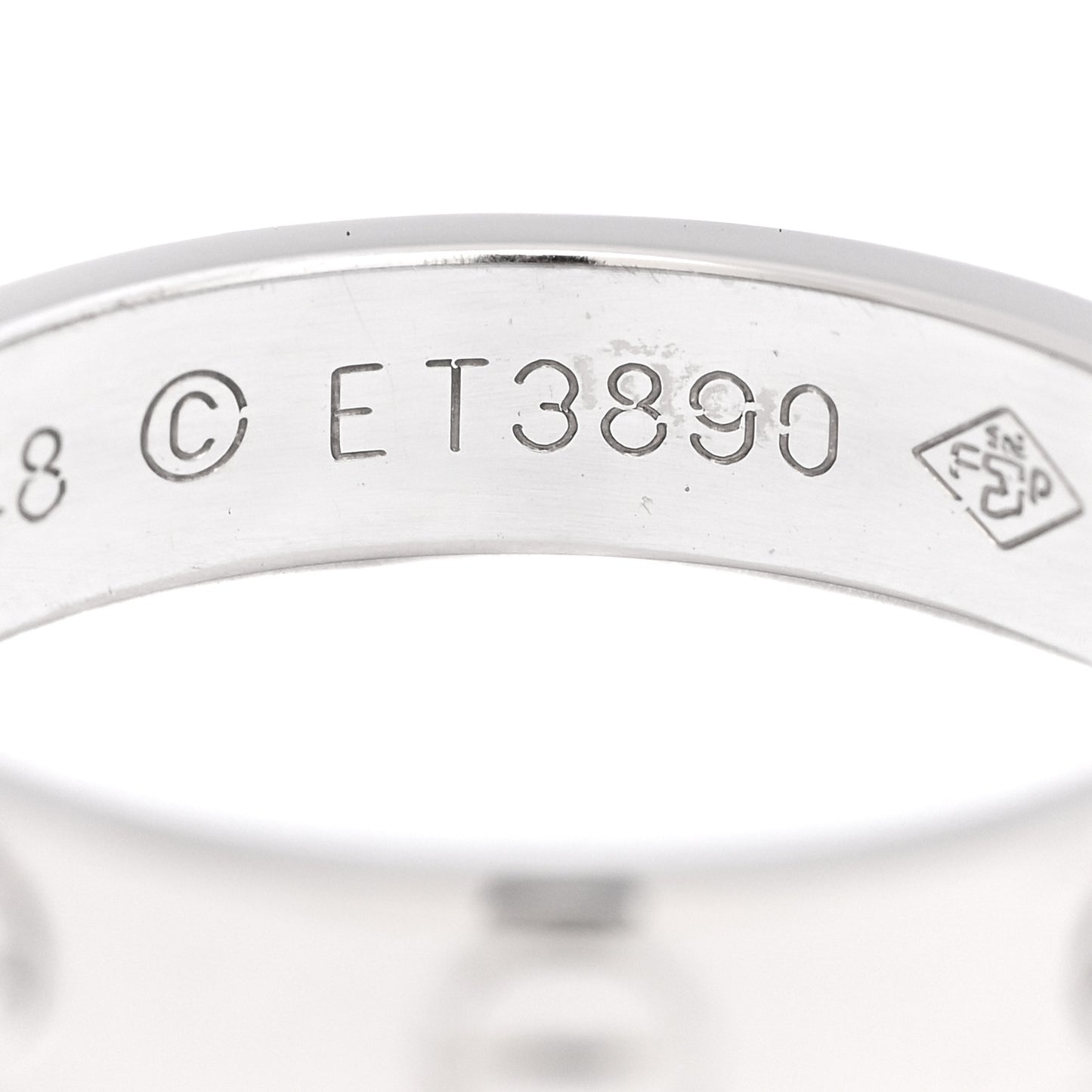 18K White Gold 3.5mm LOVE Wedding Band Ring 48 4.5