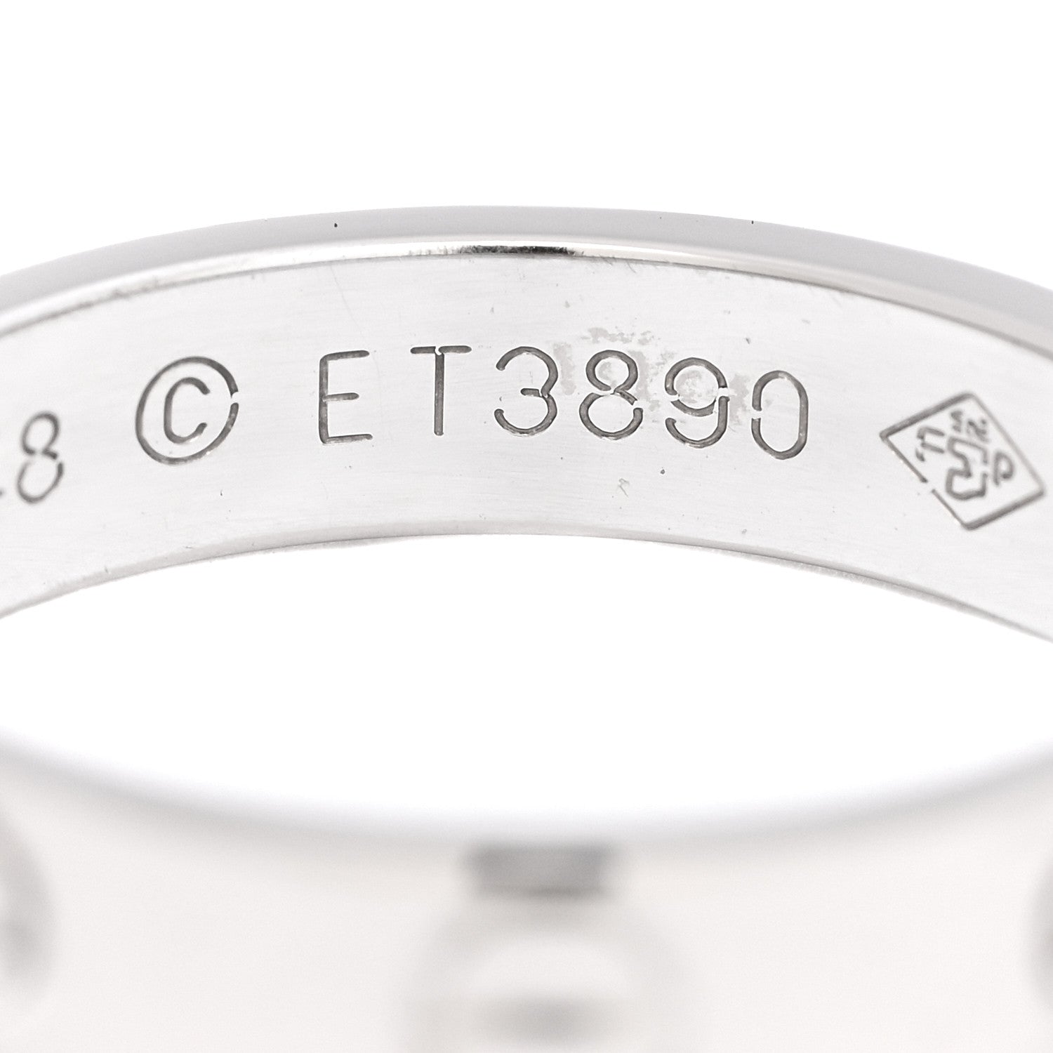 Cartier 18K White Gold 3.5mm LOVE Wedding Band Ring 48 4.5 4 of 5