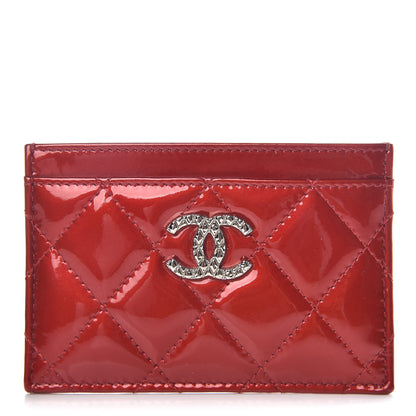 Chanel Patent Quilted Brilliant Card Holder Red 1 of 9