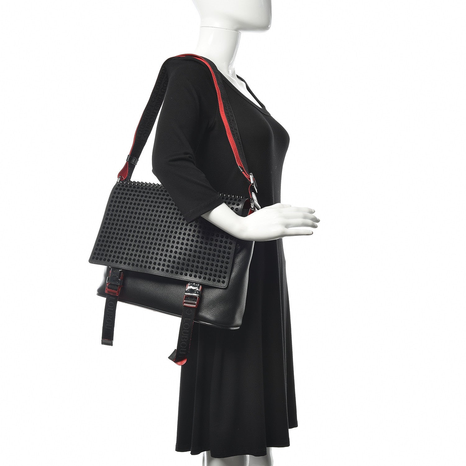 Christian Louboutin Calfskin Spikes Loubiclic Messenger Black 2 of 10