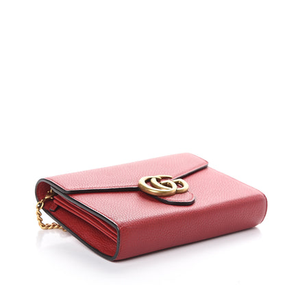 Gucci Calfskin GG Marmont Chain Wallet Vulcanic Red 3 of 7