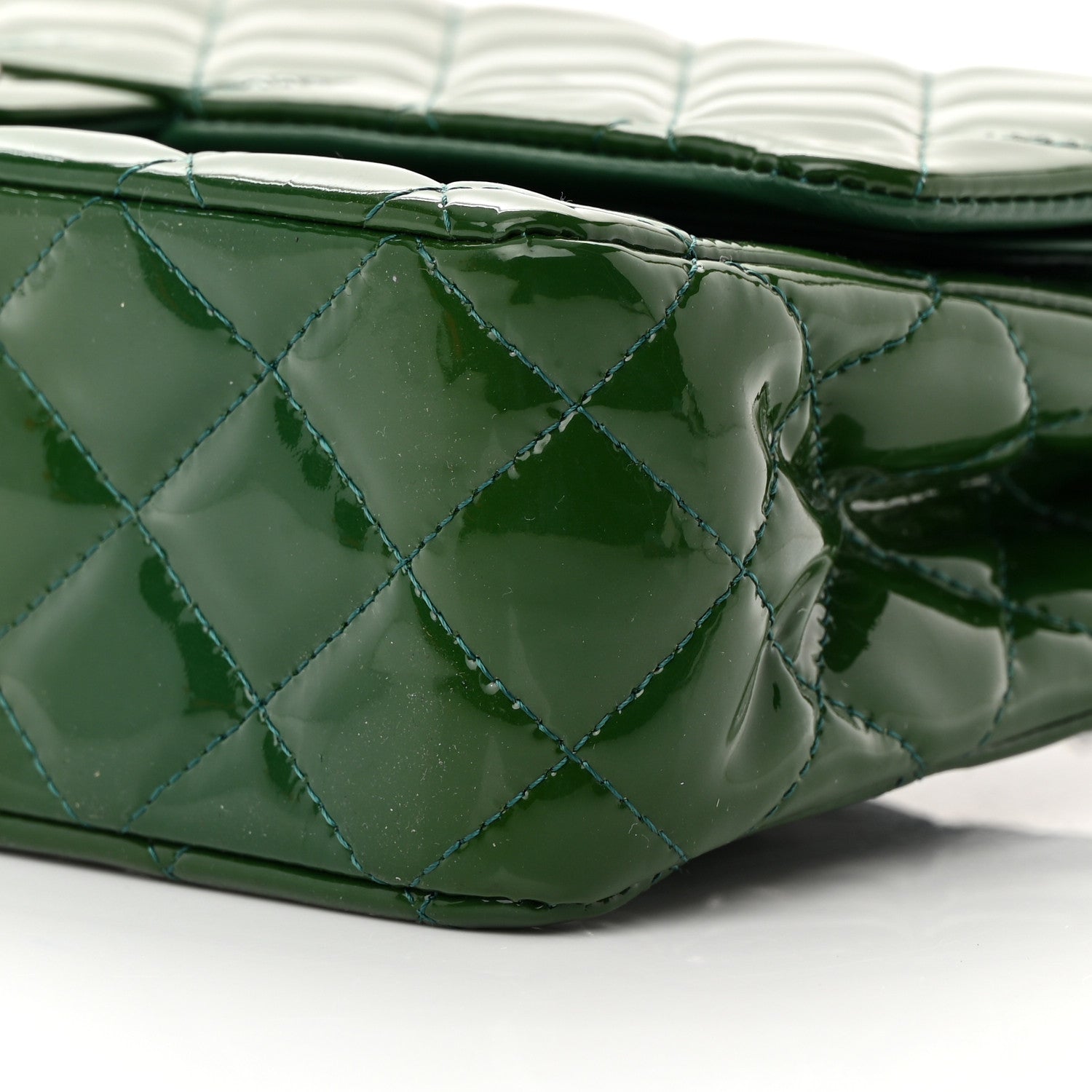 Chanel Patent Calfskin Quilted Medium Double Flap Green 11 of 19