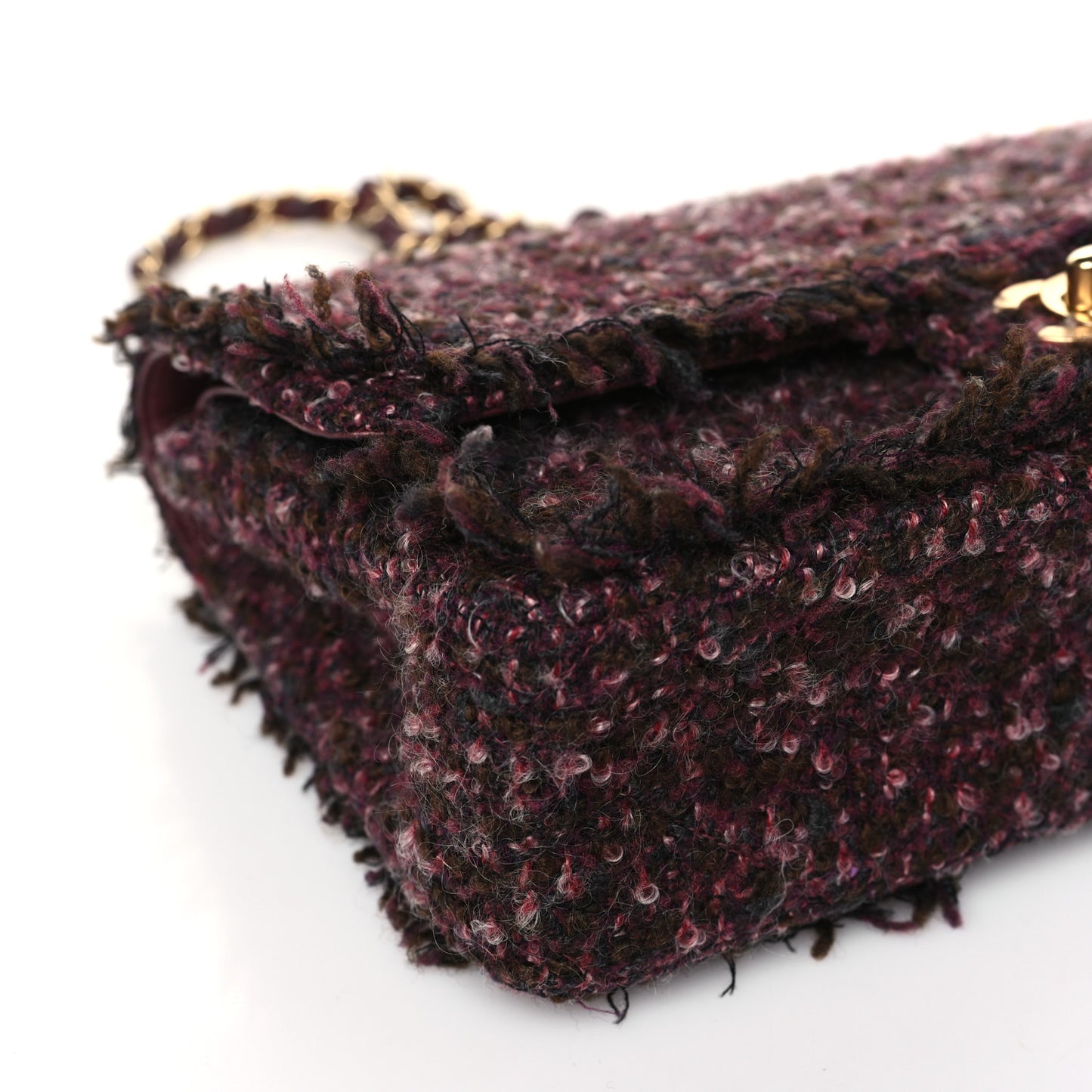 Tweed Quilted Medium Double Flap Purple