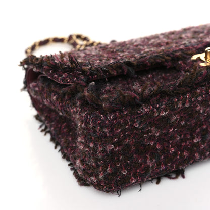 Chanel Tweed Quilted Medium Double Flap Purple 7 of 9