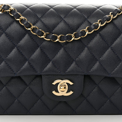 Chanel Caviar Quilted Medium Double Flap Dark Blue 8 of 13