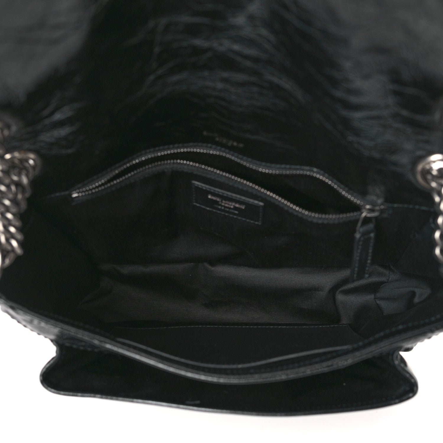Saint Laurent Crinkled Calfskin Matelasse Monogram Medium Niki Chain Satchel Black 5 of 10