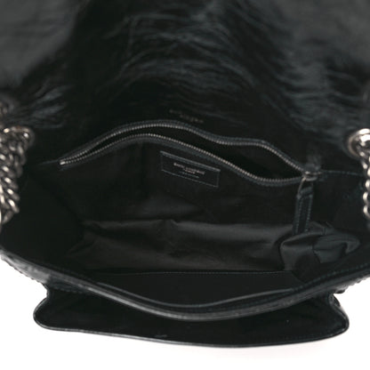 Saint Laurent Crinkled Calfskin Matelasse Monogram Medium Niki Chain Satchel Black 5 of 10