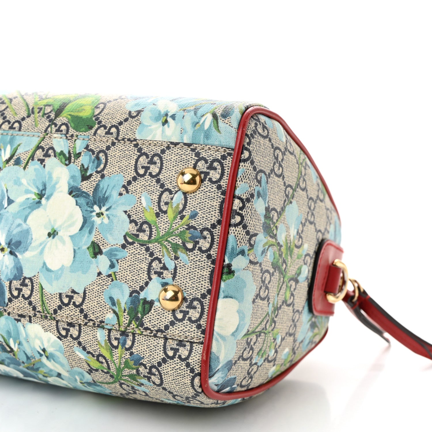 Gucci GG Supreme Monogram Blooms Small Boston Beige Blue Navy Hibiscus Red 10 of 11