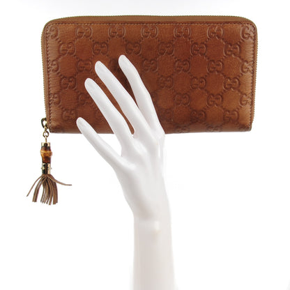 Gucci Guccissima Bamboo Tassel Zip Around Wallet Natural Brown 2 of 7