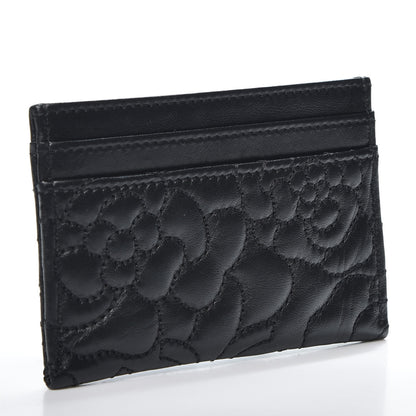 Chanel Lambskin Camellia Embossed Card Holder Black 2 of 6
