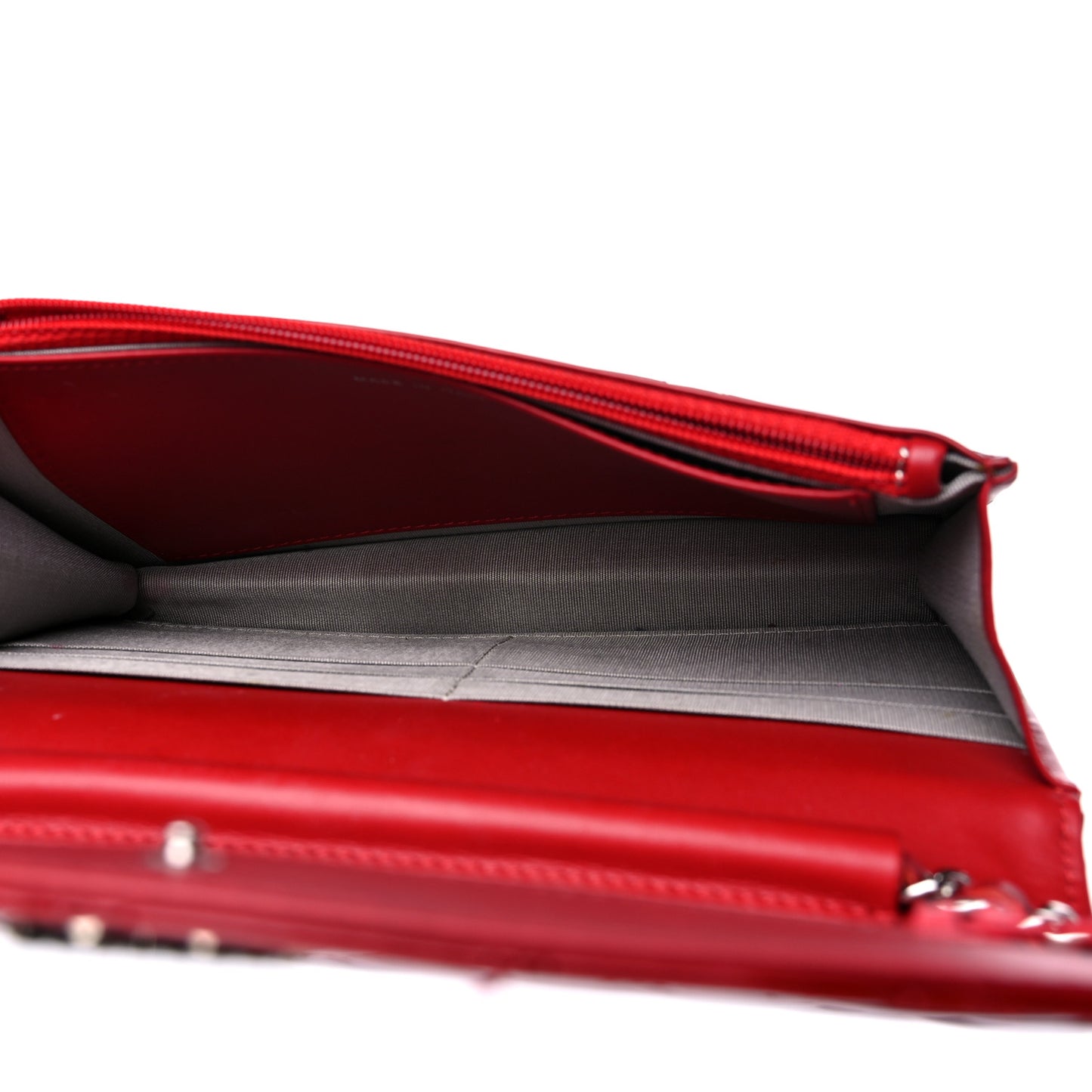 Patent Quilted Brilliant Wallet On Chain WOC Red