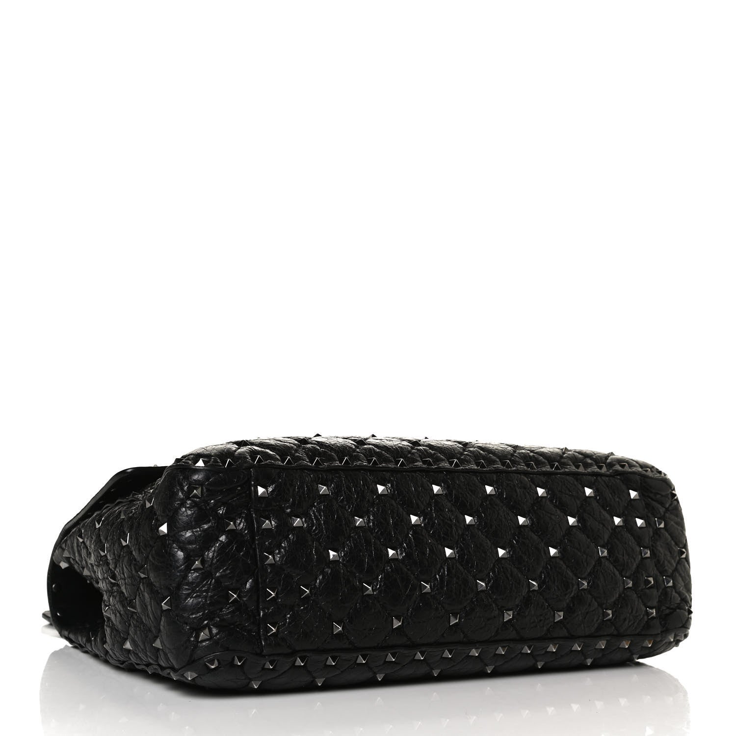 Valentino Garavani Craquele Nappa Large Rockstud Spike Shoulder Bag Black 4 of 12