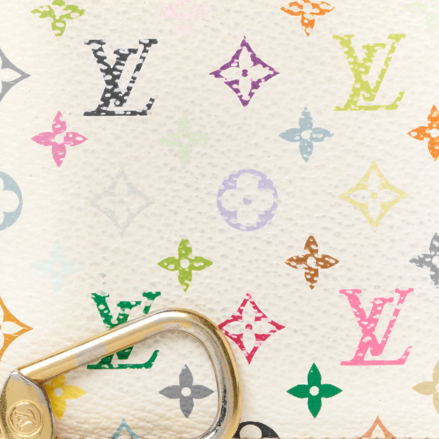 Louis Vuitton Monogram Multicolor Key Pouch White Litchi 8 of 9