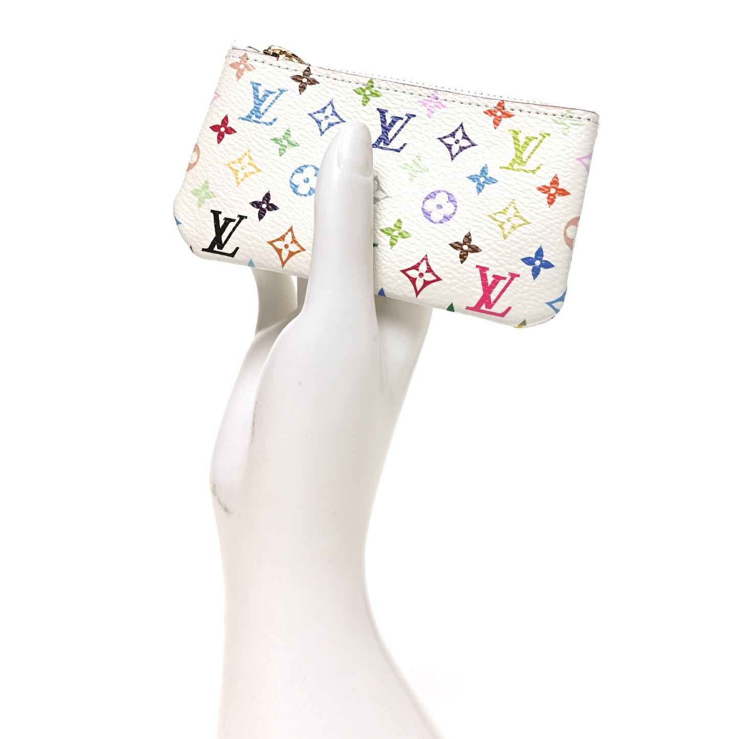 LV X TM Monogram Multicolor Key Pouch White