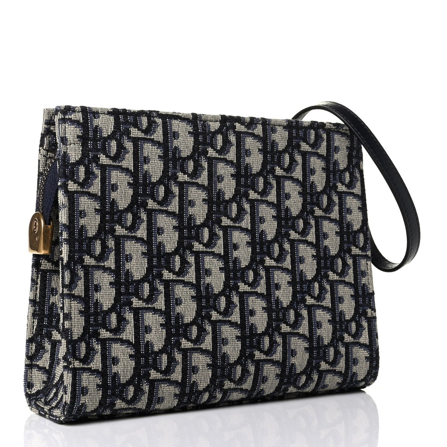 Oblique Zipped Pouch Clutch Blue