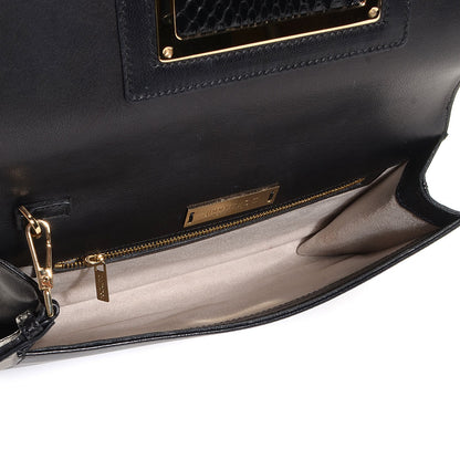 Jimmy Choo Nappa Leather Snakeskin Alara Clutch Black 5 of 7