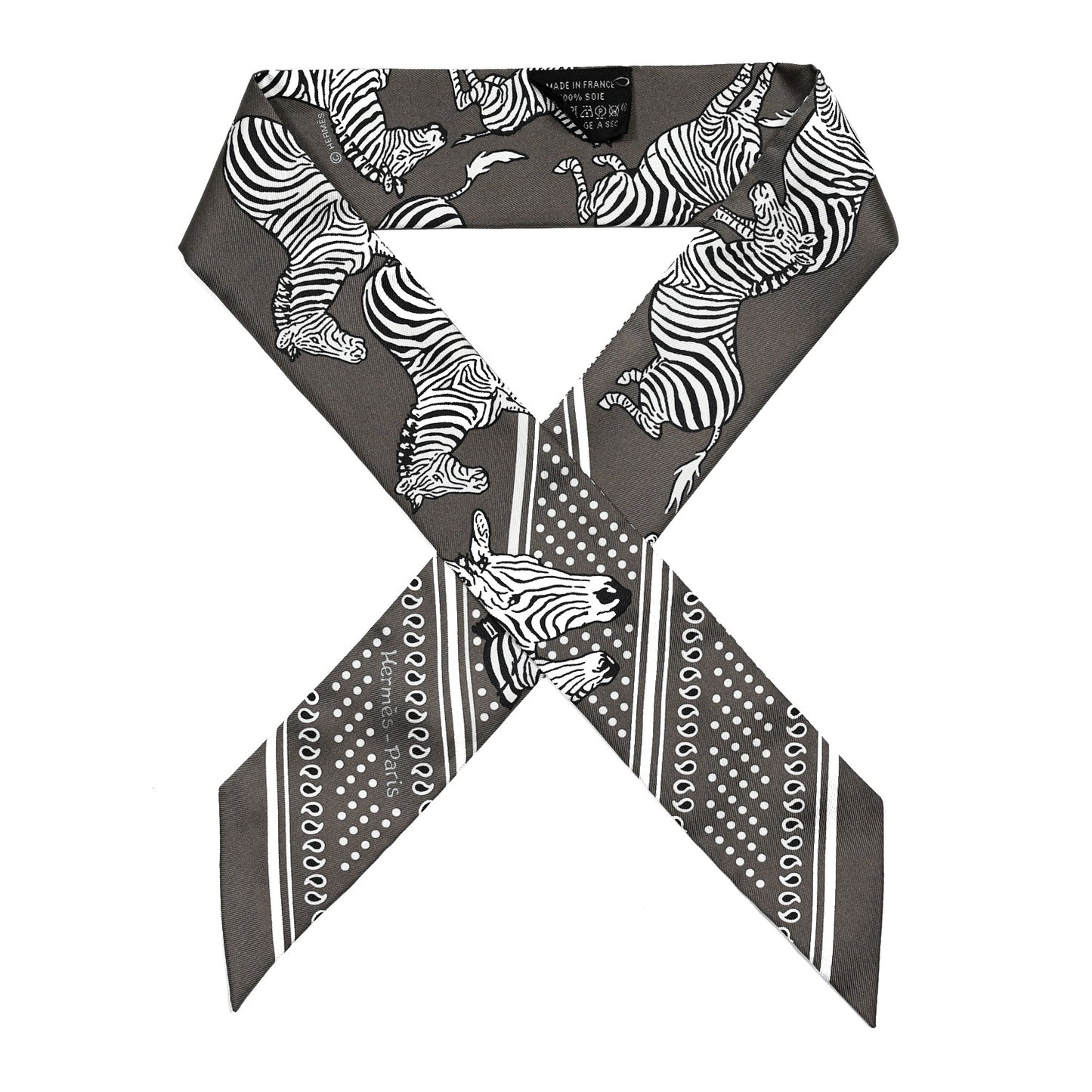 Silk Les Zebres Twilly Gris Taupe Black White