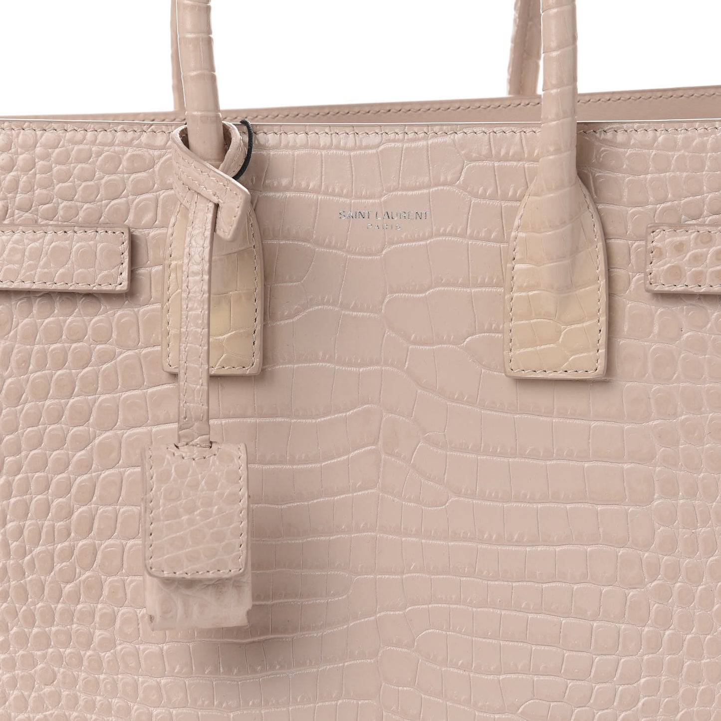 Calfskin Crocodile Embossed Baby Sac De Jour Rose Antic