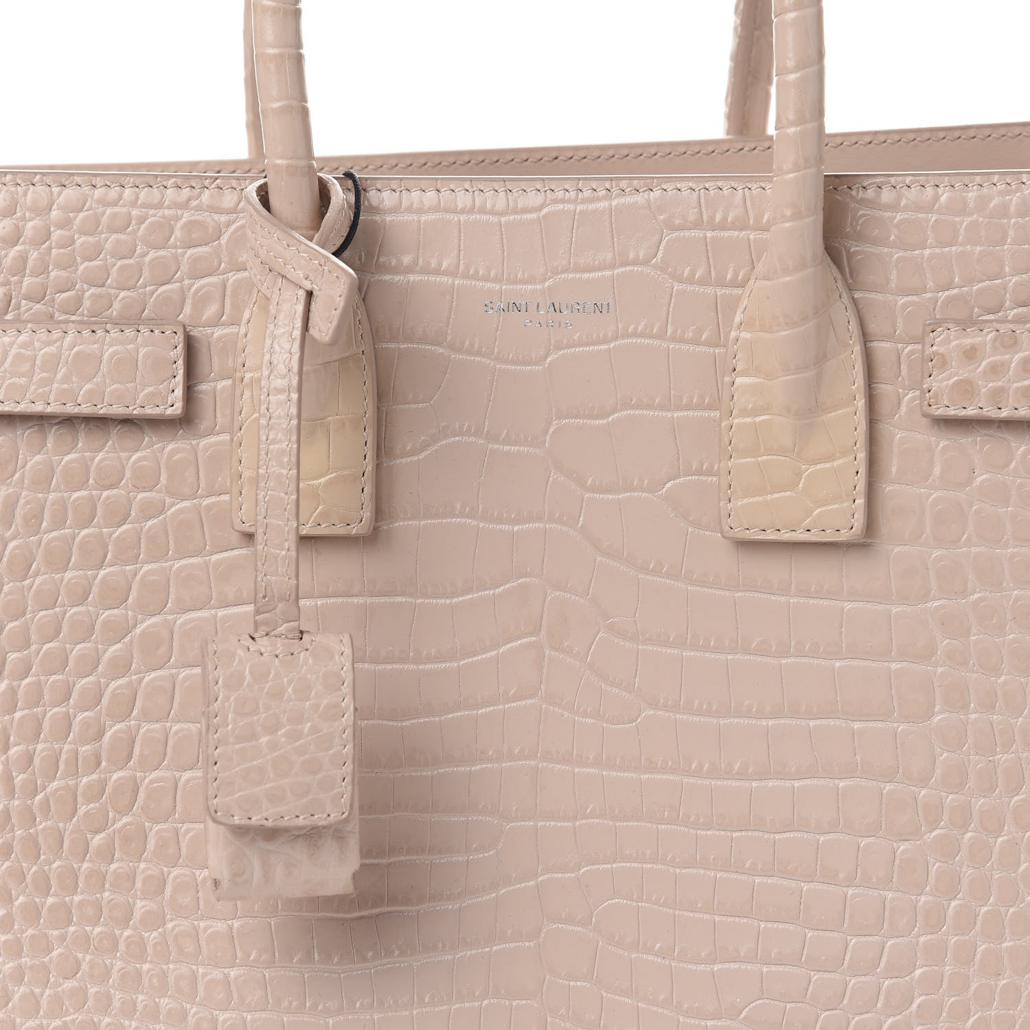 Saint Laurent Calfskin Crocodile Embossed Baby Sac De Jour Rose Antic 13 of 13