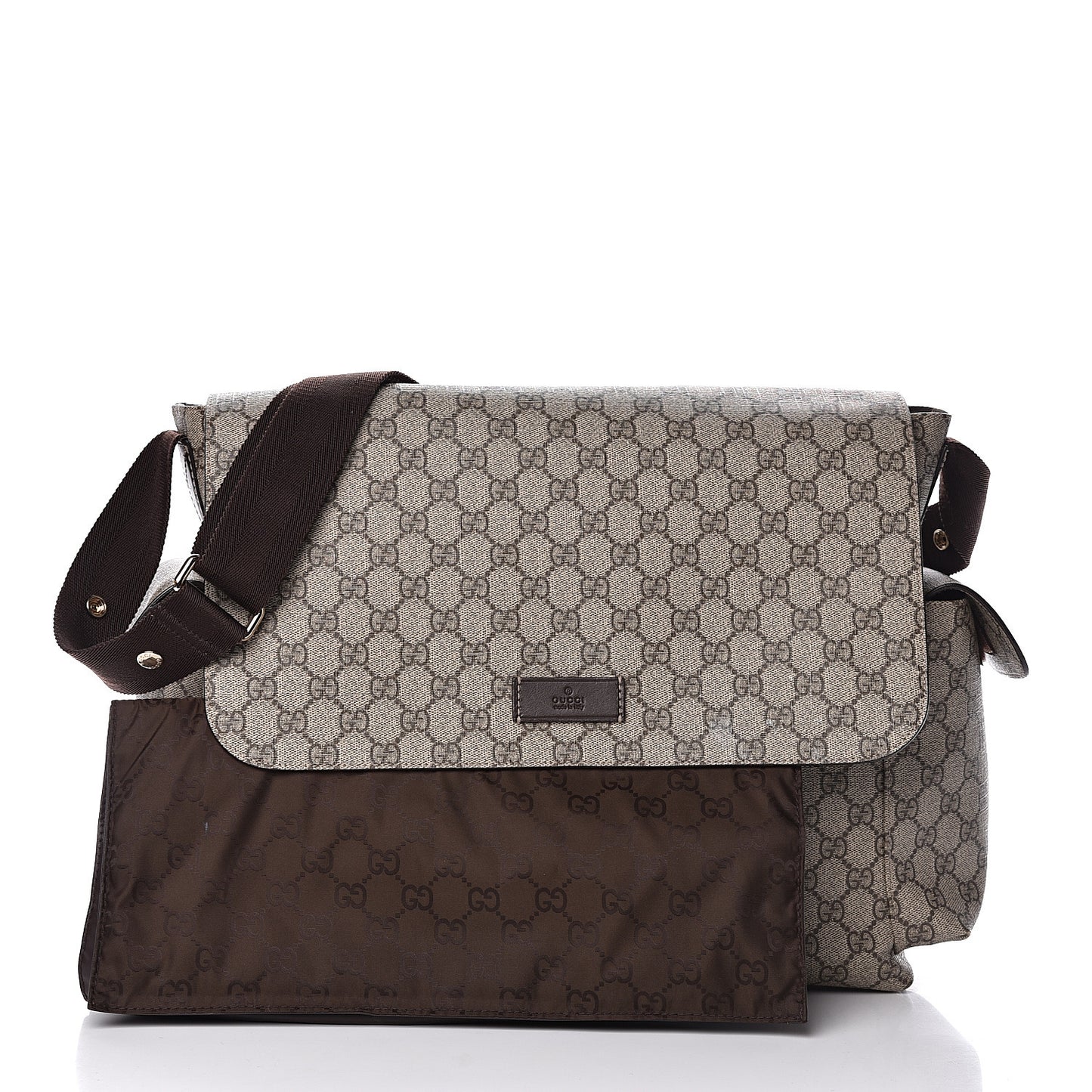GG Plus Monogram Messenger Diaper Bag Dark Brown