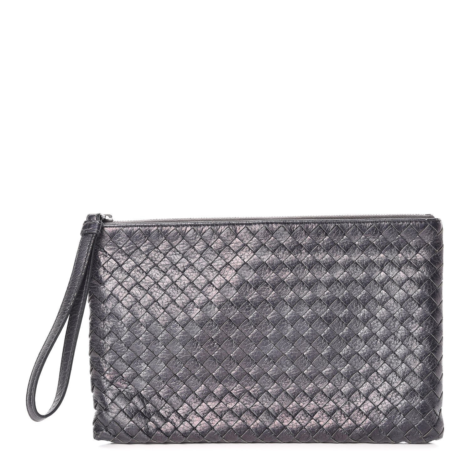 Bottega Veneta Vitello Intrecciato Pouch Argento Ossidato 1 of 11