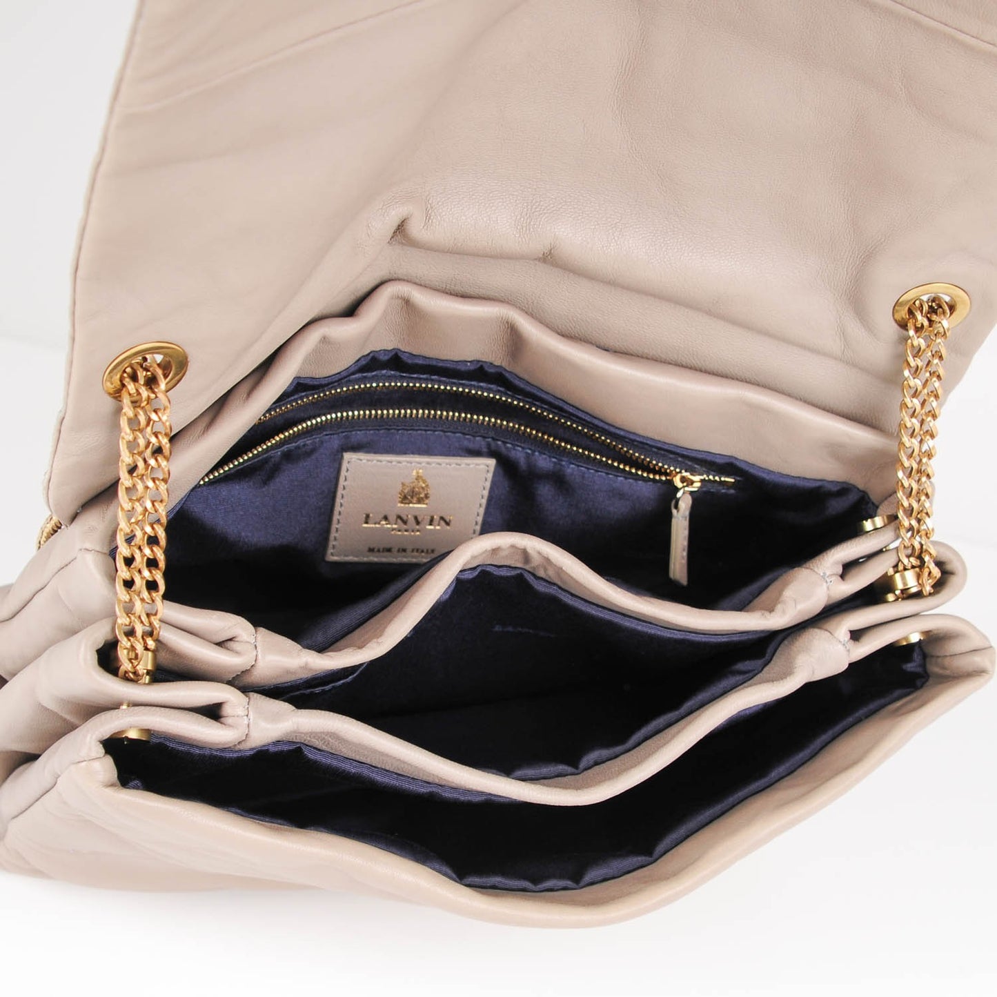 Lambskin Quilted Medium Sugar Flap Shoulder Bag Grey