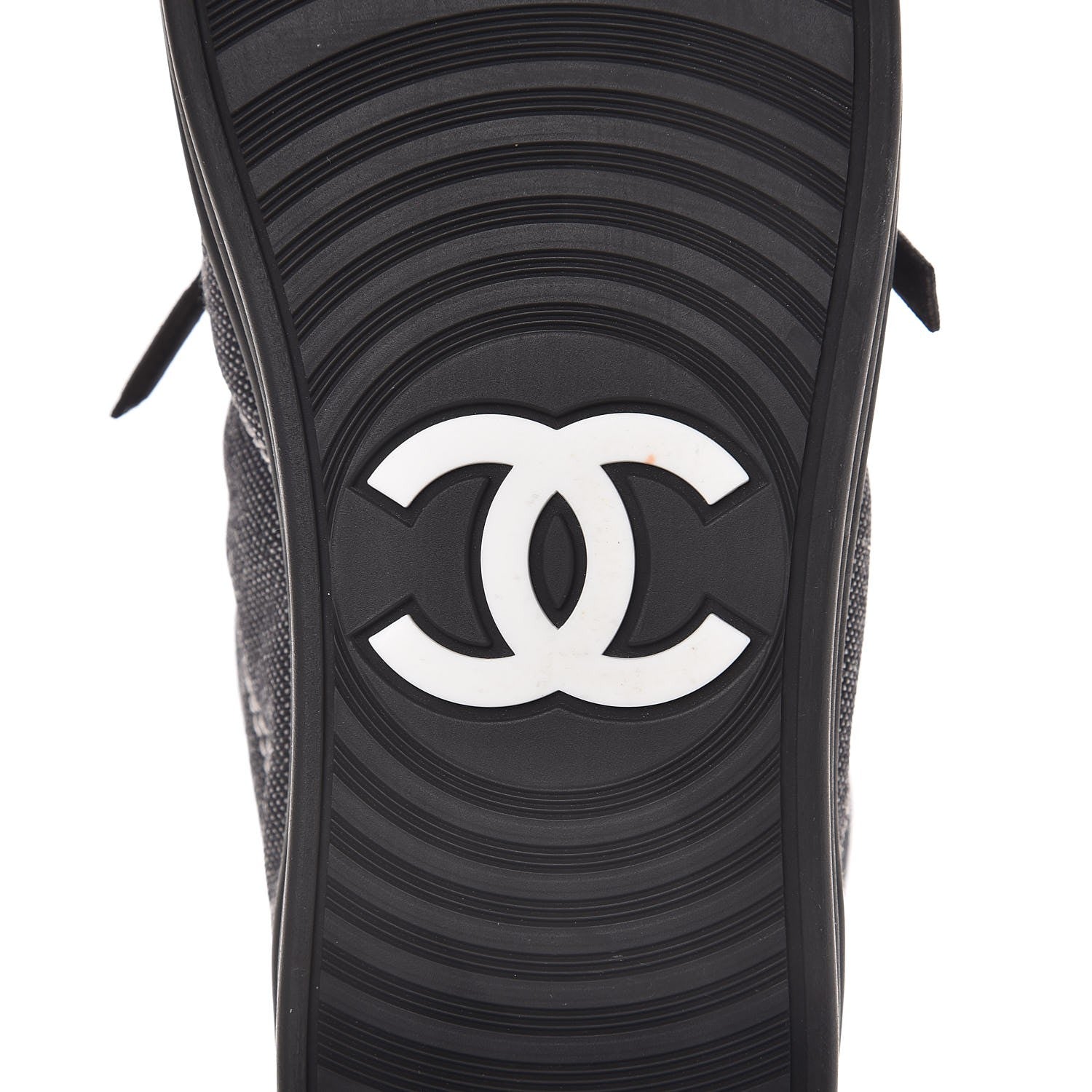 Chanel Toile Suede Calfskin CC High Top Sneakers 37.5 Dark Grey 6 of 10