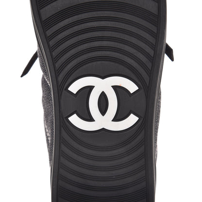 Chanel Toile Suede Calfskin CC High Top Sneakers 37.5 Dark Grey 6 of 10