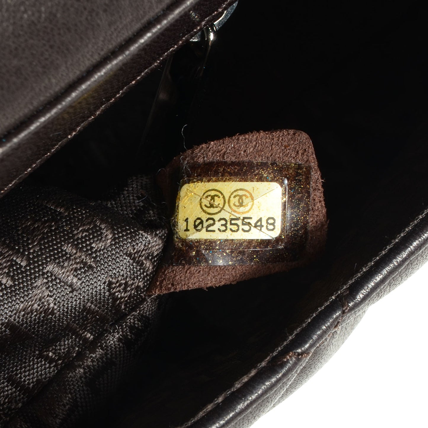 Lambskin Quilted Shoulder Bag Brown