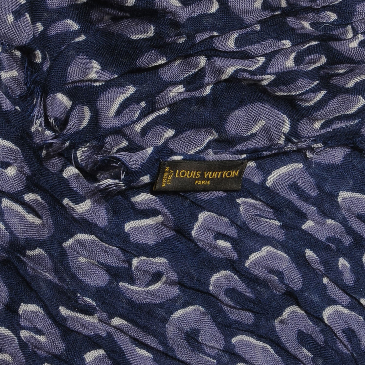 Louis Vuitton Cashmere Silk Leopard Stole Blue 5 of 6