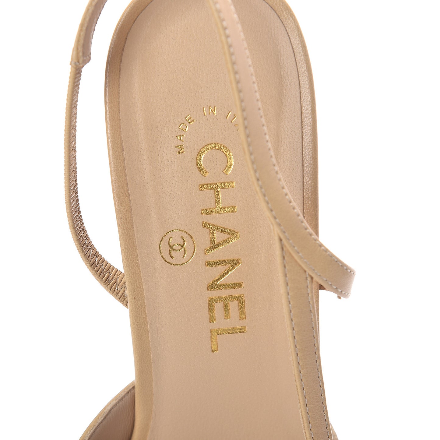 Goatskin Grosgrain Cap Toe CC Slingback Pumps 39 Beige Black