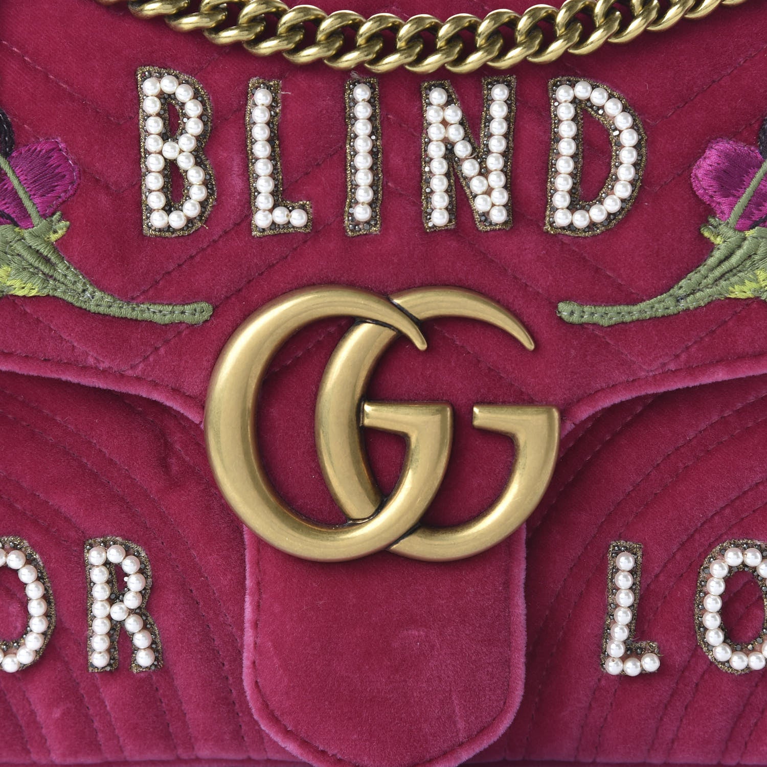 Gucci Velvet Matelasse Blind for Love Embroidered Medium GG Marmont Shoulder Bag Light Raspberry Rose Multicolor 10 of 10