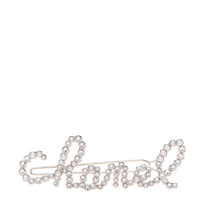 Chanel Metal Glass Swirling Pearls Hair Clip Gold 1 of 4