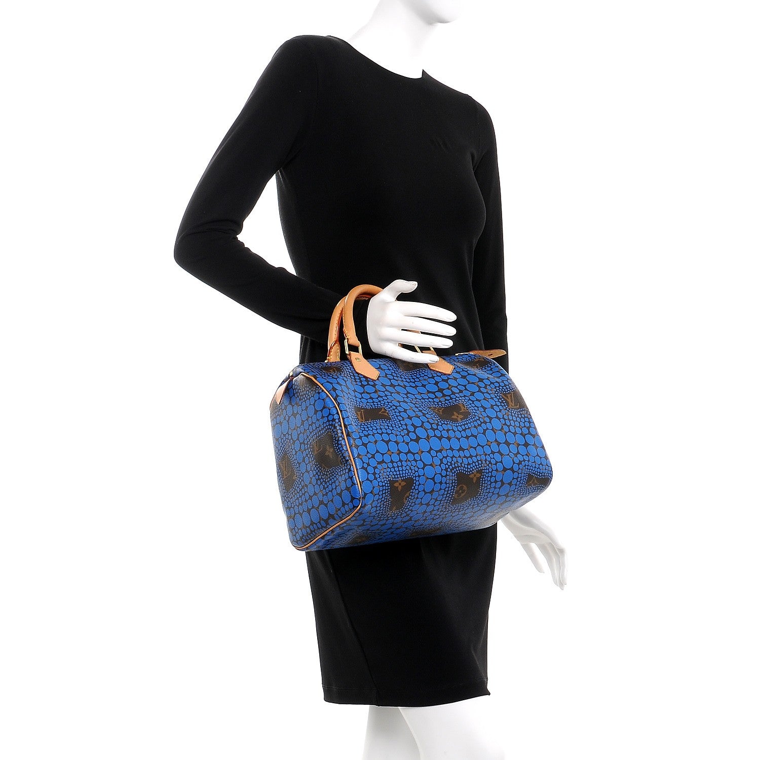 Louis Vuitton Monogram Kusama Town Speedy 30 Blue 2 of 9