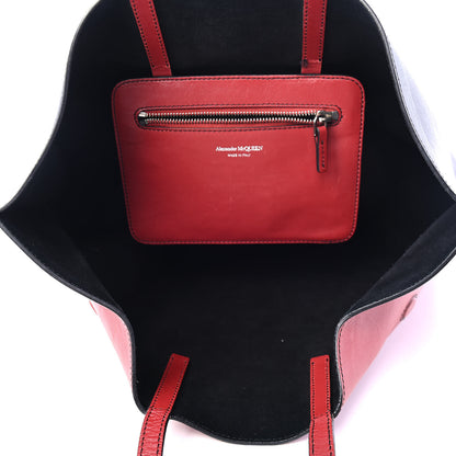 Alexander McQueen Calfskin Suede Butterfly Tote Red Black Beige 5 of 9