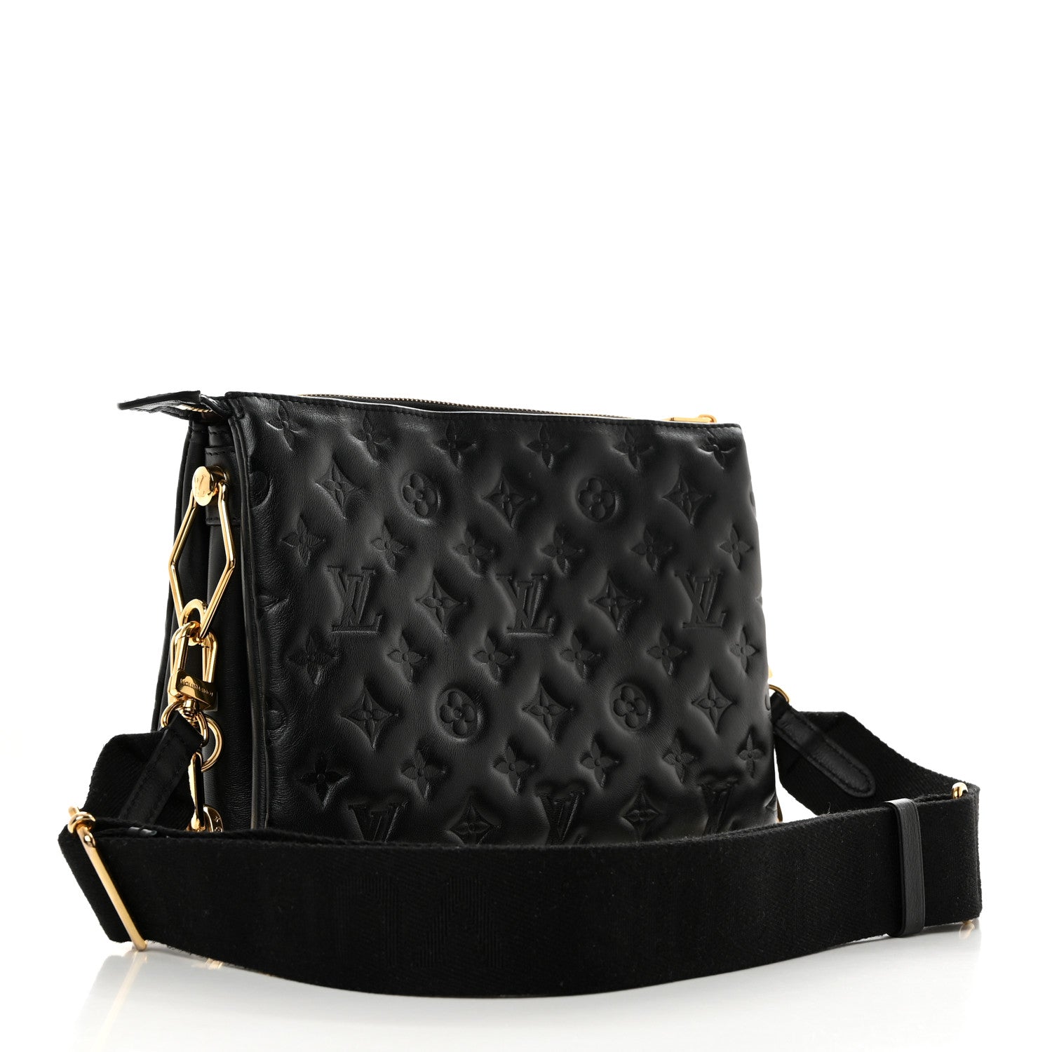 Louis Vuitton Lambskin Embossed Monogram Coussin PM Black 3 of 9