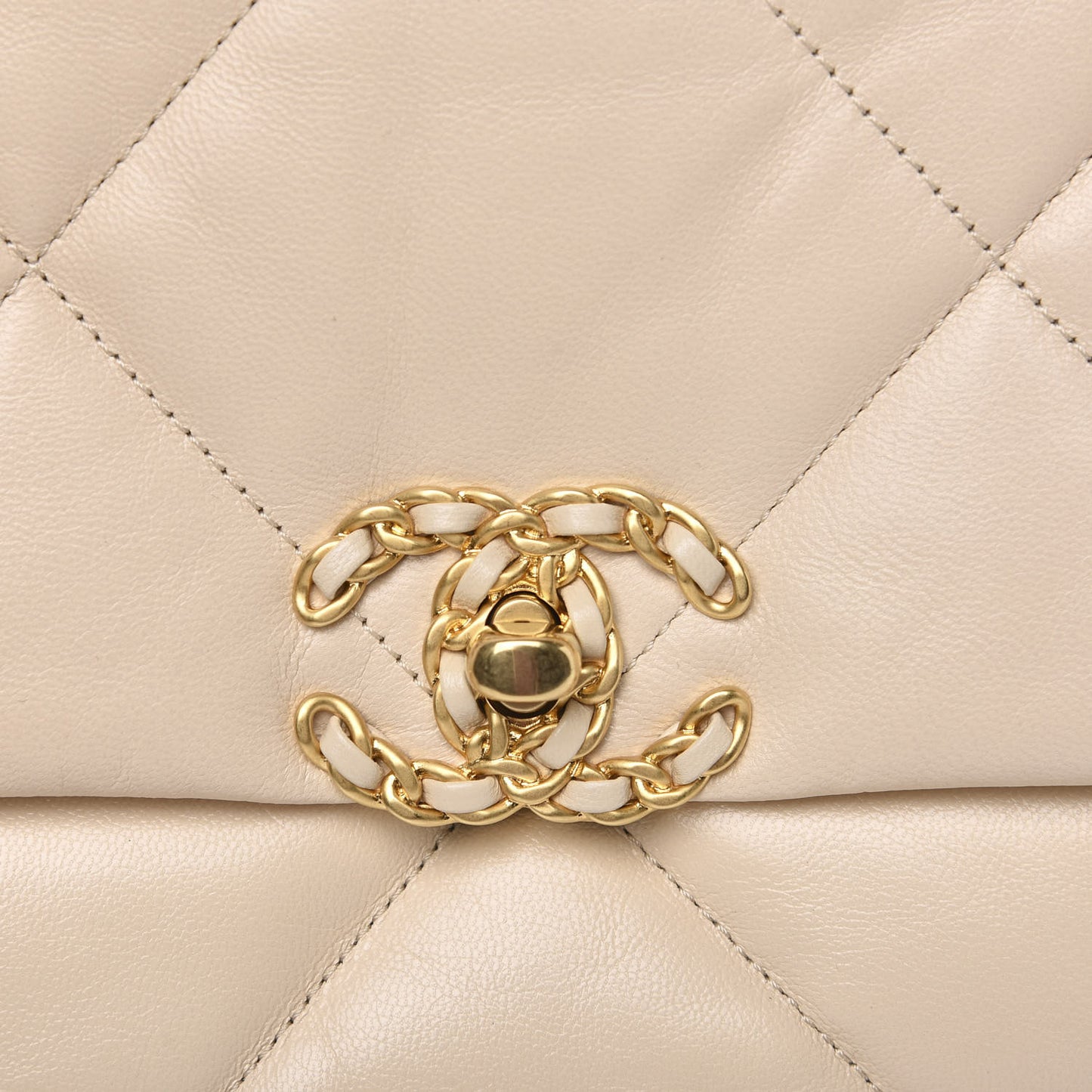 Goatskin Quilted Medium 19 Flap Beige