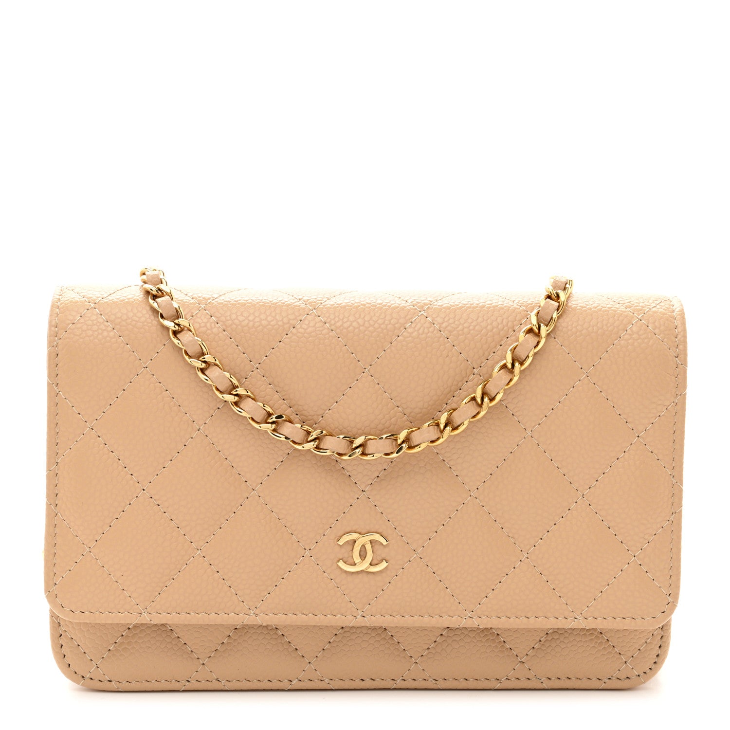 Chanel Caviar Quilted Wallet on Chain WOC Beige 1 of 12