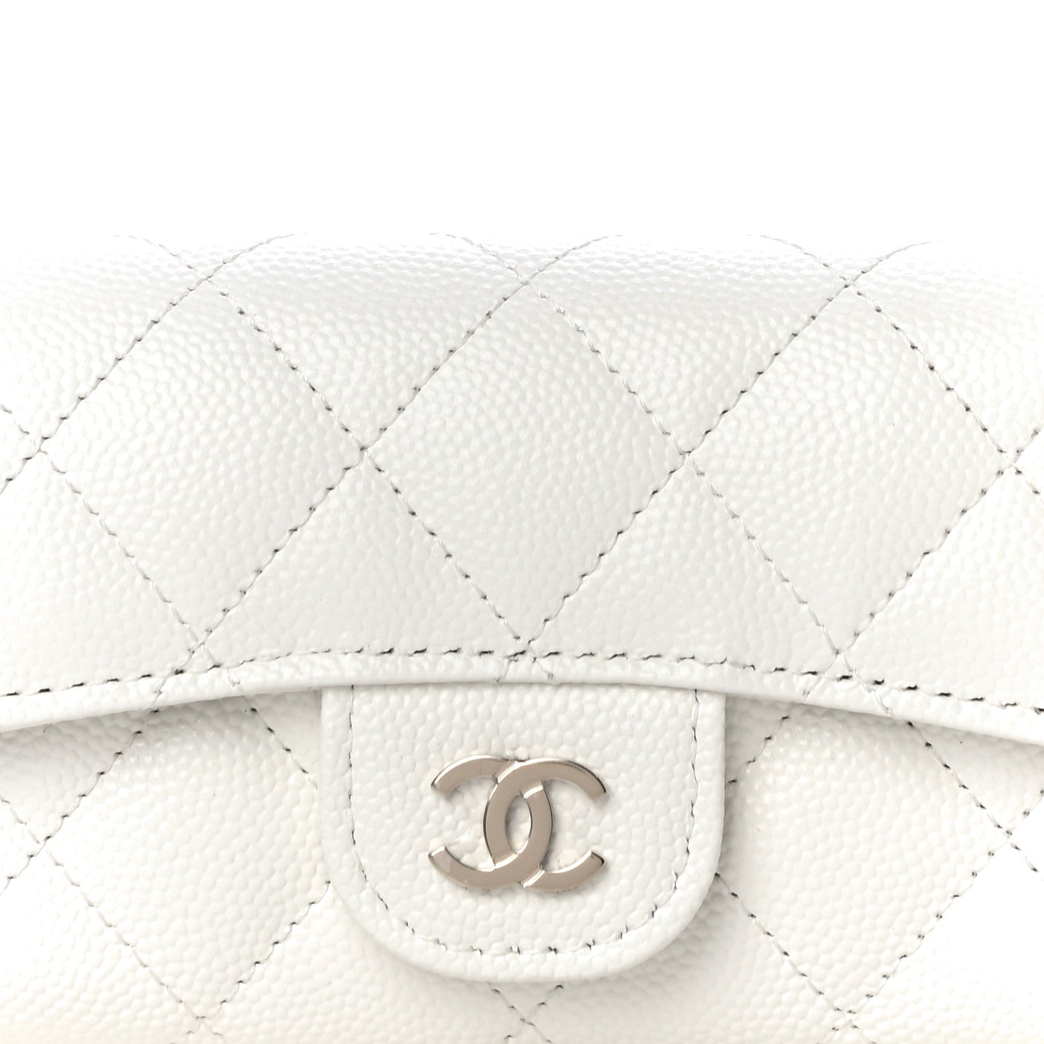 Chanel Caviar Quilted Flap Card Holder Wallet White 9 of 12