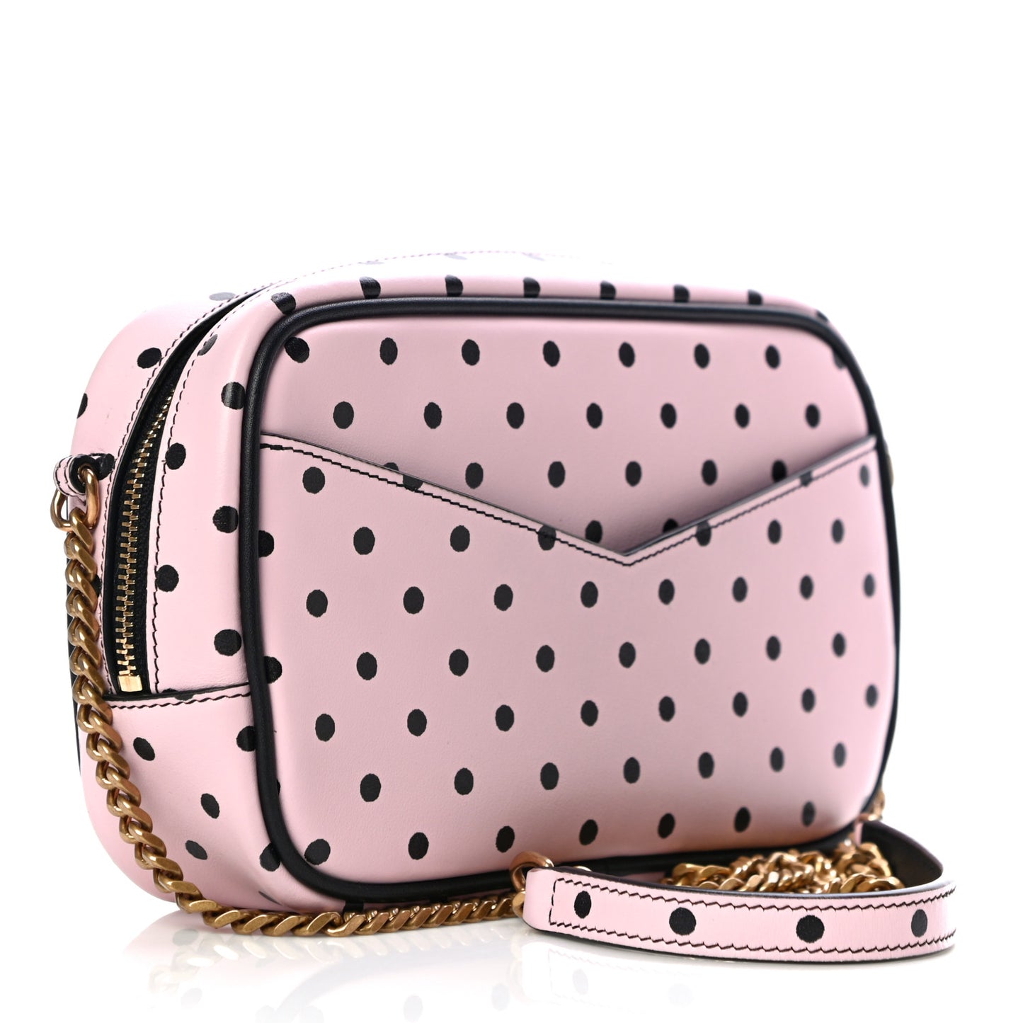 Calfskin Printed Polka Dot Mini Lou Camera Bag Pink Black