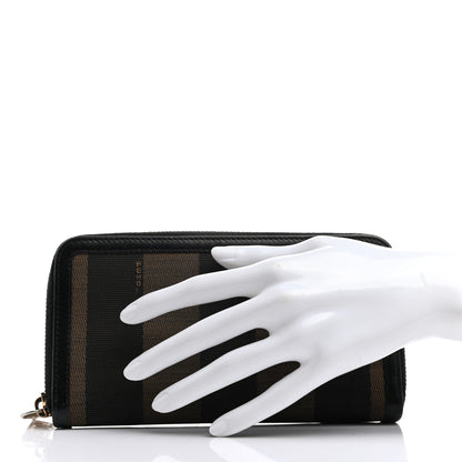 Fendi Pequin Cuoio Vegetale Zip Around Wallet Tobacco Black 2 of 7